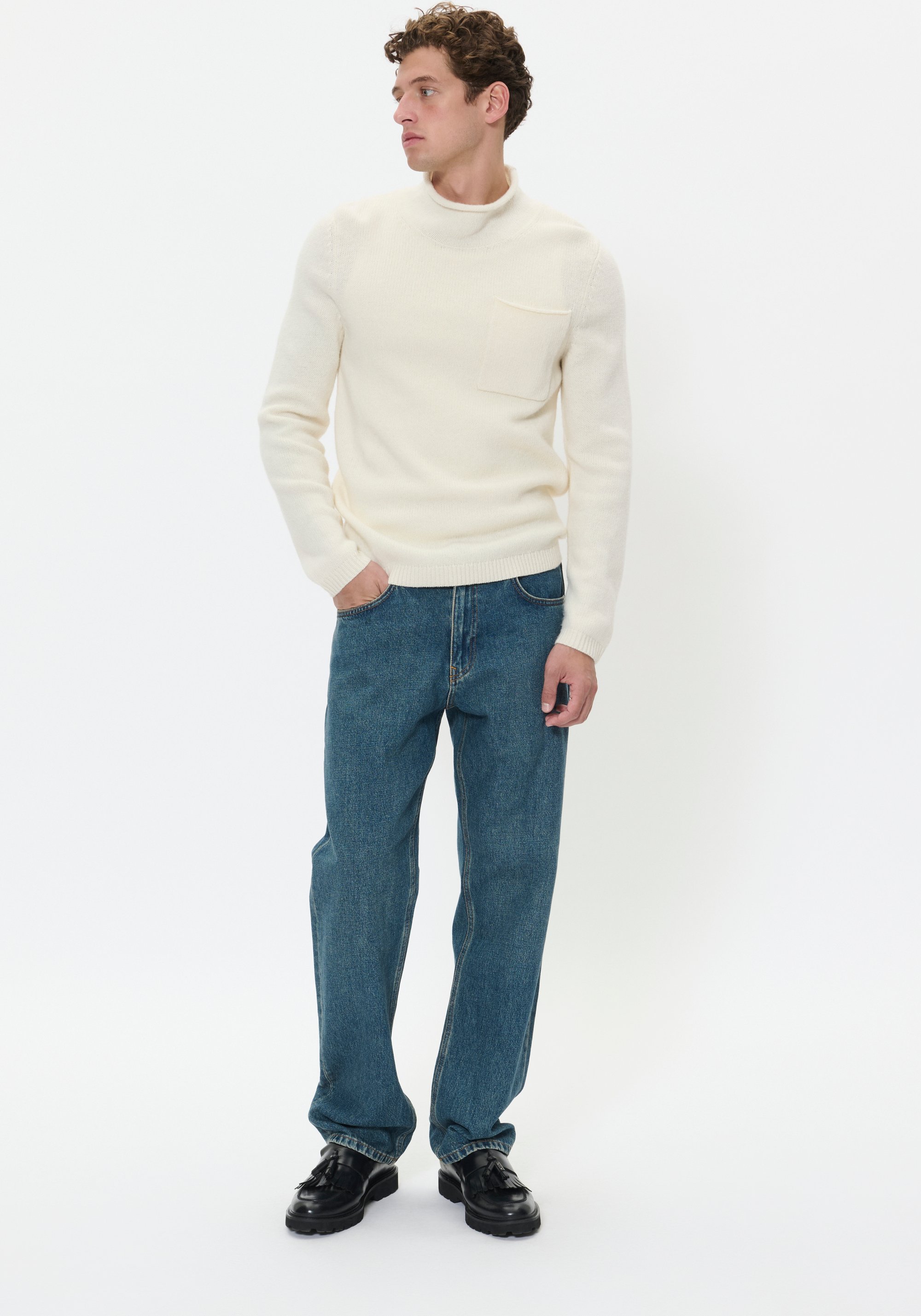 Strickpullover MArelaxroll Gerade Passform offwhite