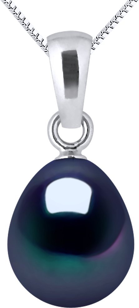 DIADEMA - Anhänger - Weißgold und echte Süßwasserperlen - Schwarzer Tahitian Style