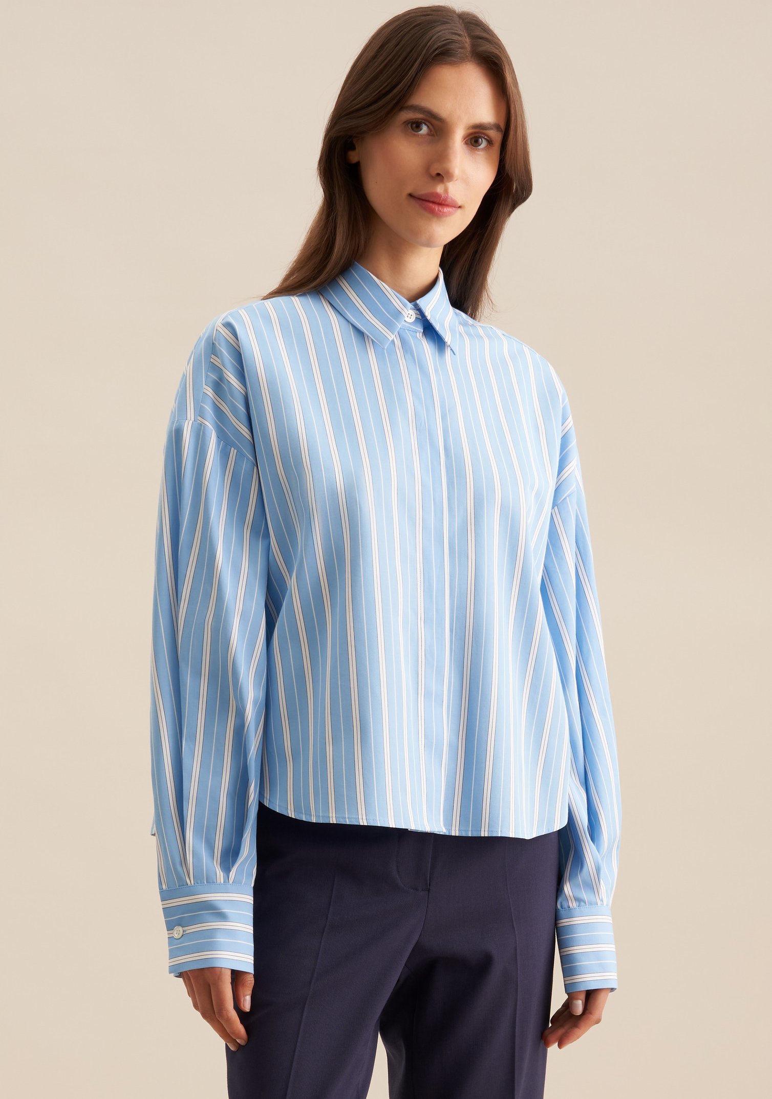 Hemdbluse Damen Mittelblau