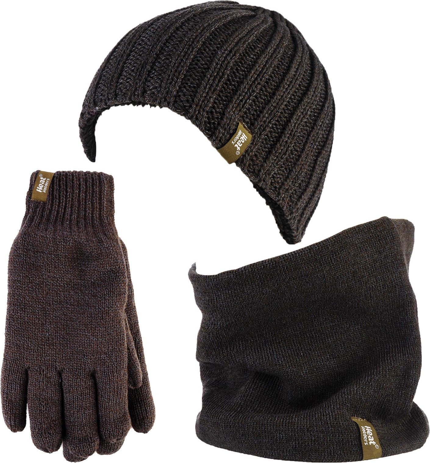 Wärmehalter - Thermische Wintermütze, Halswärmer und Handschuhe aus Fleece für Männer - Khaki Grün