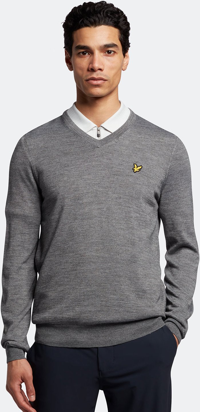 Men's Lyle & Scott Golf V Neck Jumper in Grey