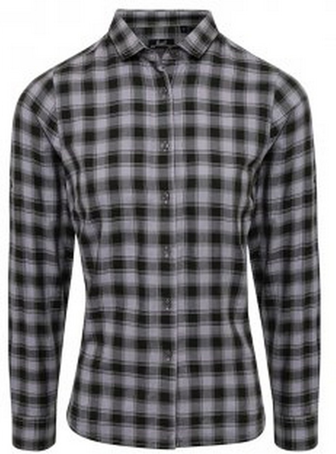 Premier Damen Karohemd Mulligan, langärmlig (Stahl/Schwarz)