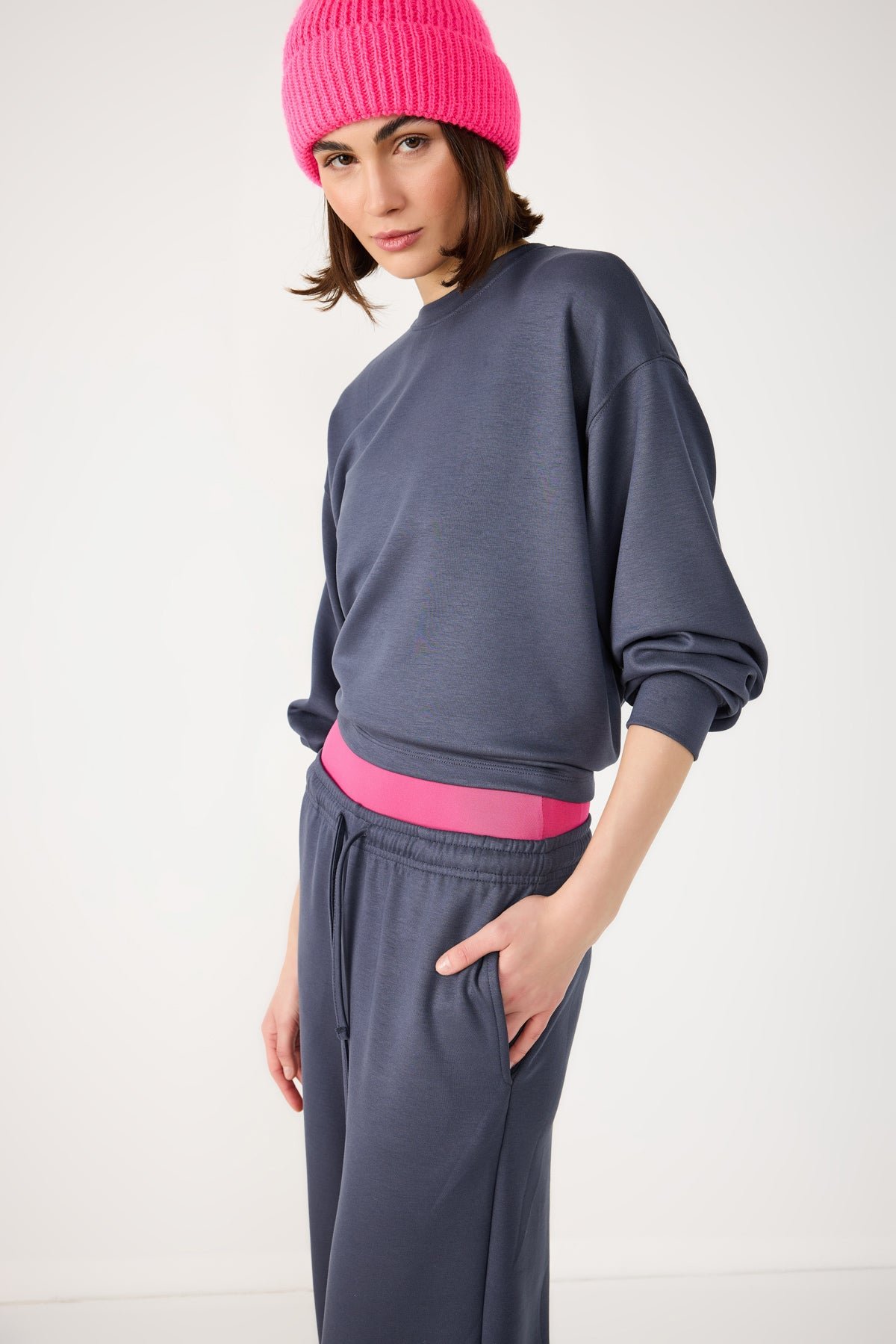 Baumwoll-Sweatshirt mit Rundhalsausschnitt