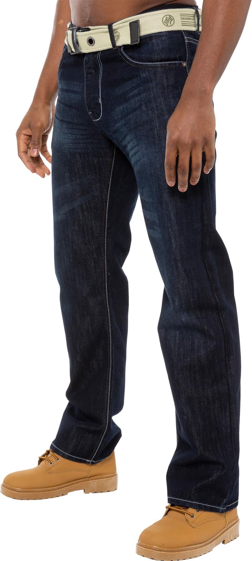 Enzo | Herren Denim Jeans mit Gürtel - Dunkelblau