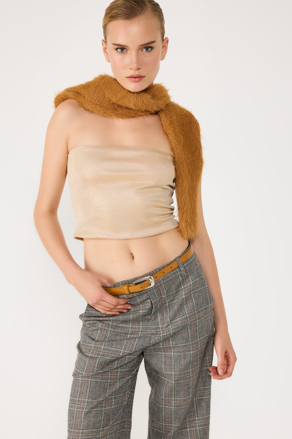 Goldener Glanz Bandeau Crop Top