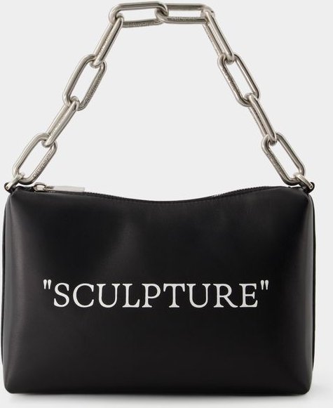 Block Quote Tasche - Off White - Leder - Schwarz/Silber