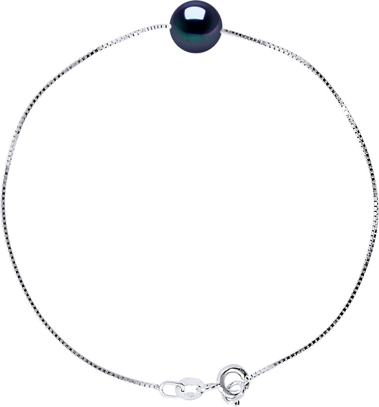 DIADEMA - Armband - Echte Süßwasserperlen - Schwarz - Weißgold