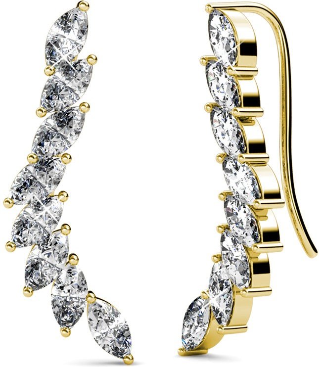 Clematis Ohrringe - Gold und Kristall