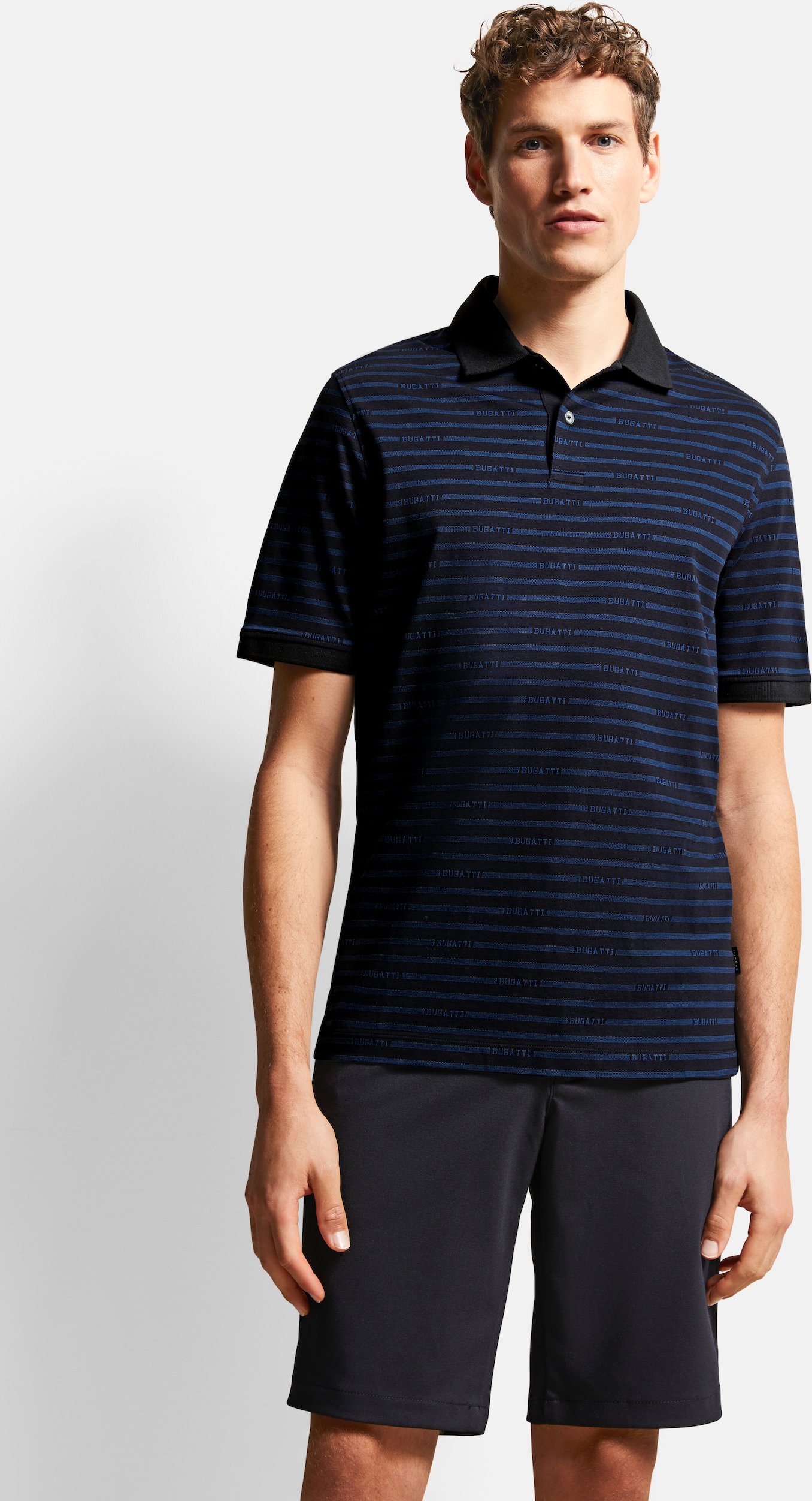 Thumbnail - Bugatti Herren Polohemd mit Logo-Schriftzug