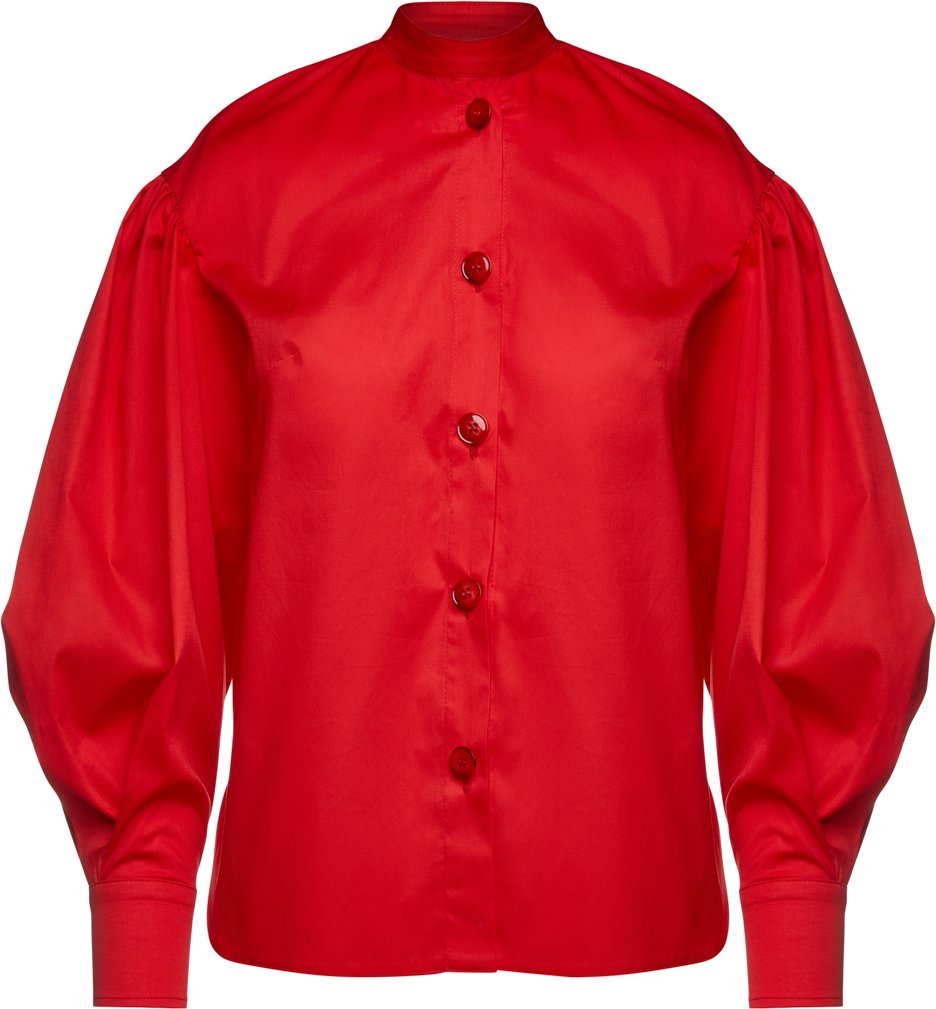 Rotes Hemd mit Bishop-Ärmeln