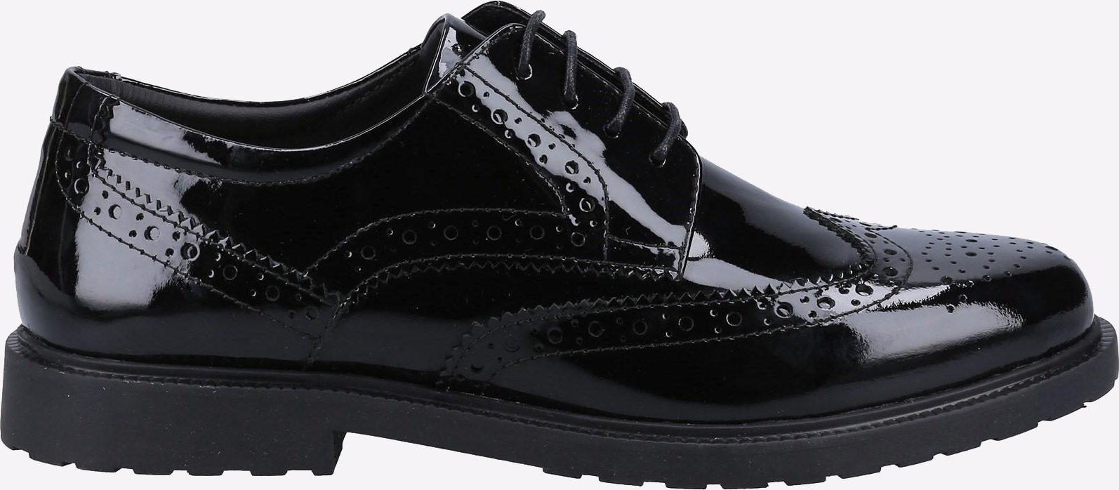 Thumbnail - Hush Puppies Verity Leder Damen Lack Schwarze Brogues Schuhe