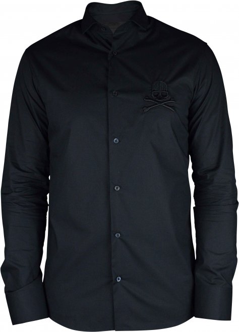 Philipp Plein Diamond Cut LS Skull hemd Schwarz