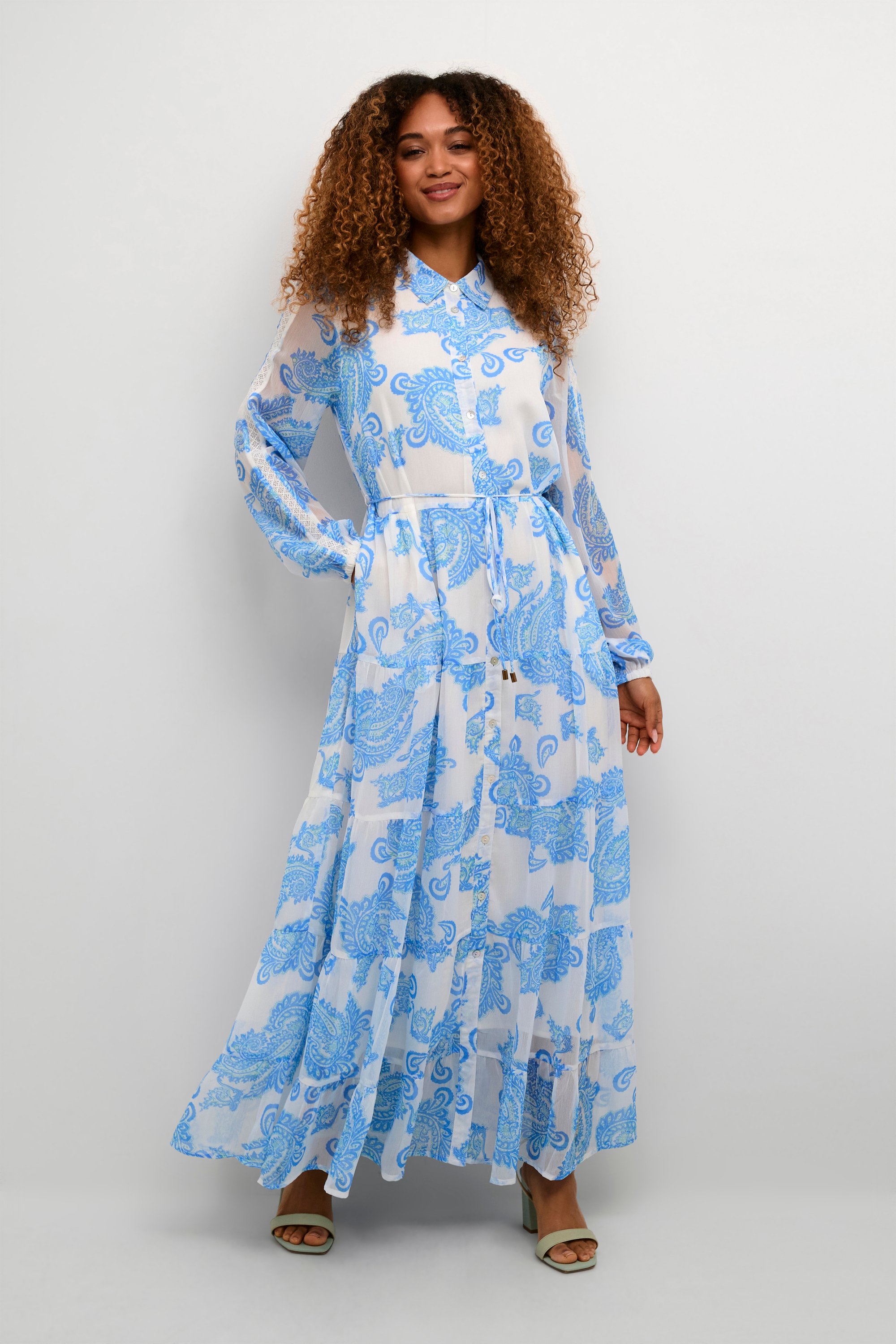 Kleid A-shape blue white