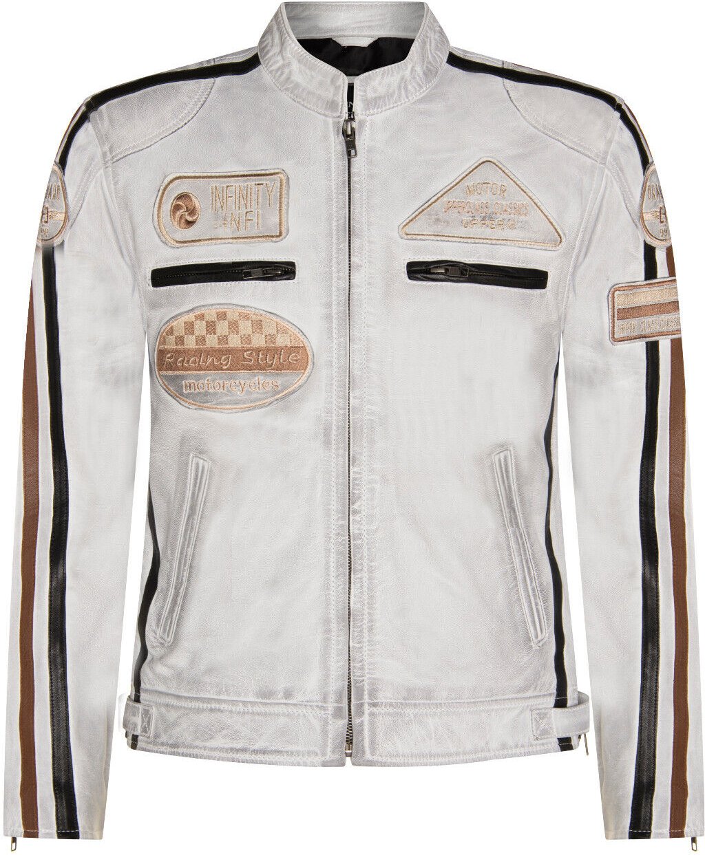 Leder-Racing-Biker-Motorradjacke mit Reißverschluss