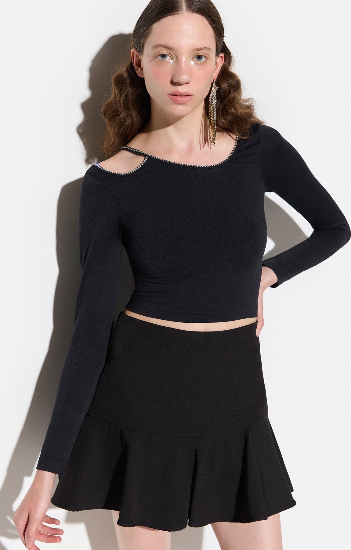 Schulterfreie Verzierte Bluse