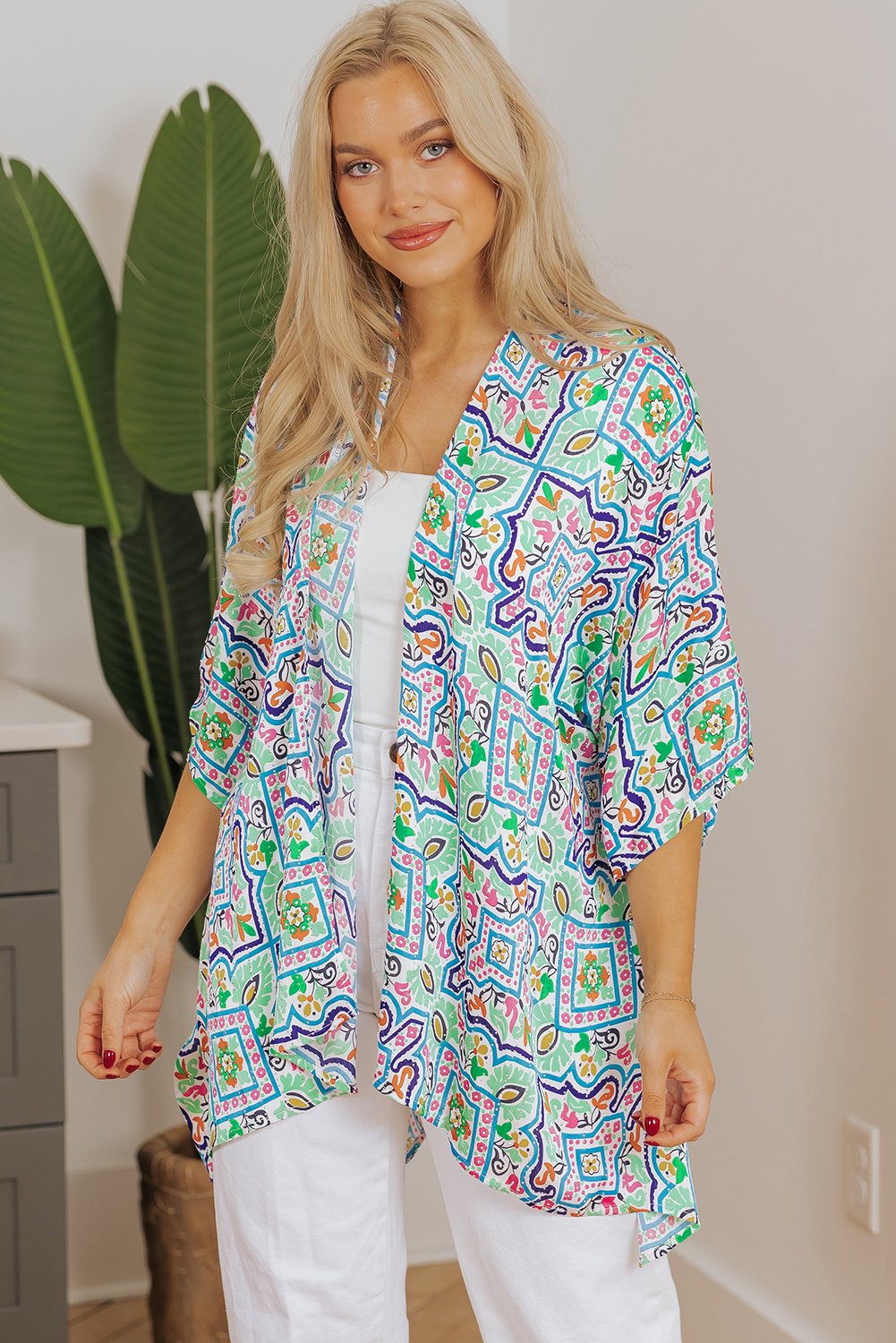 Bedruckter Kimono Relaxed Fit 34 Ärmel