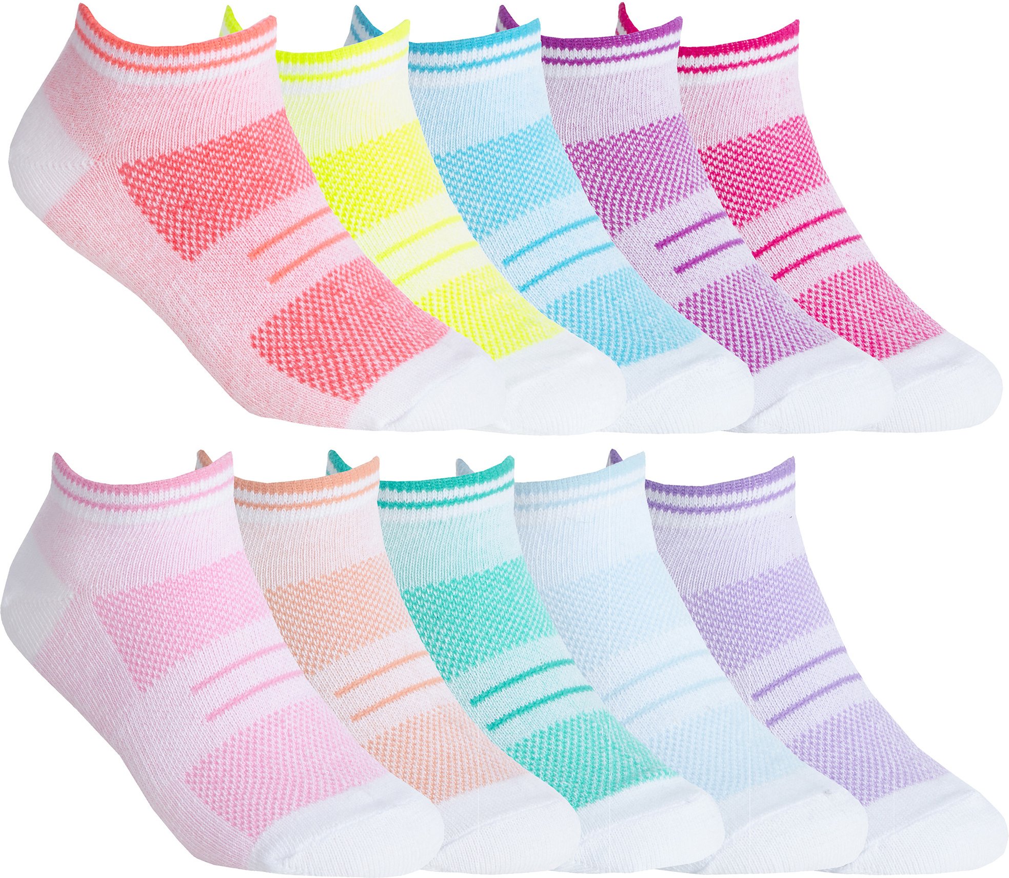 Multipack Kids Low Cut Socken | Weiße Trainer Socken für Mädchen - 10 Paar