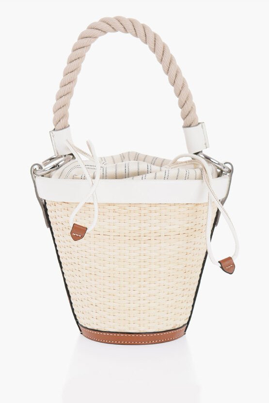 MM11 Gewebte Rafia-Beuteltasche mit Kordelzug