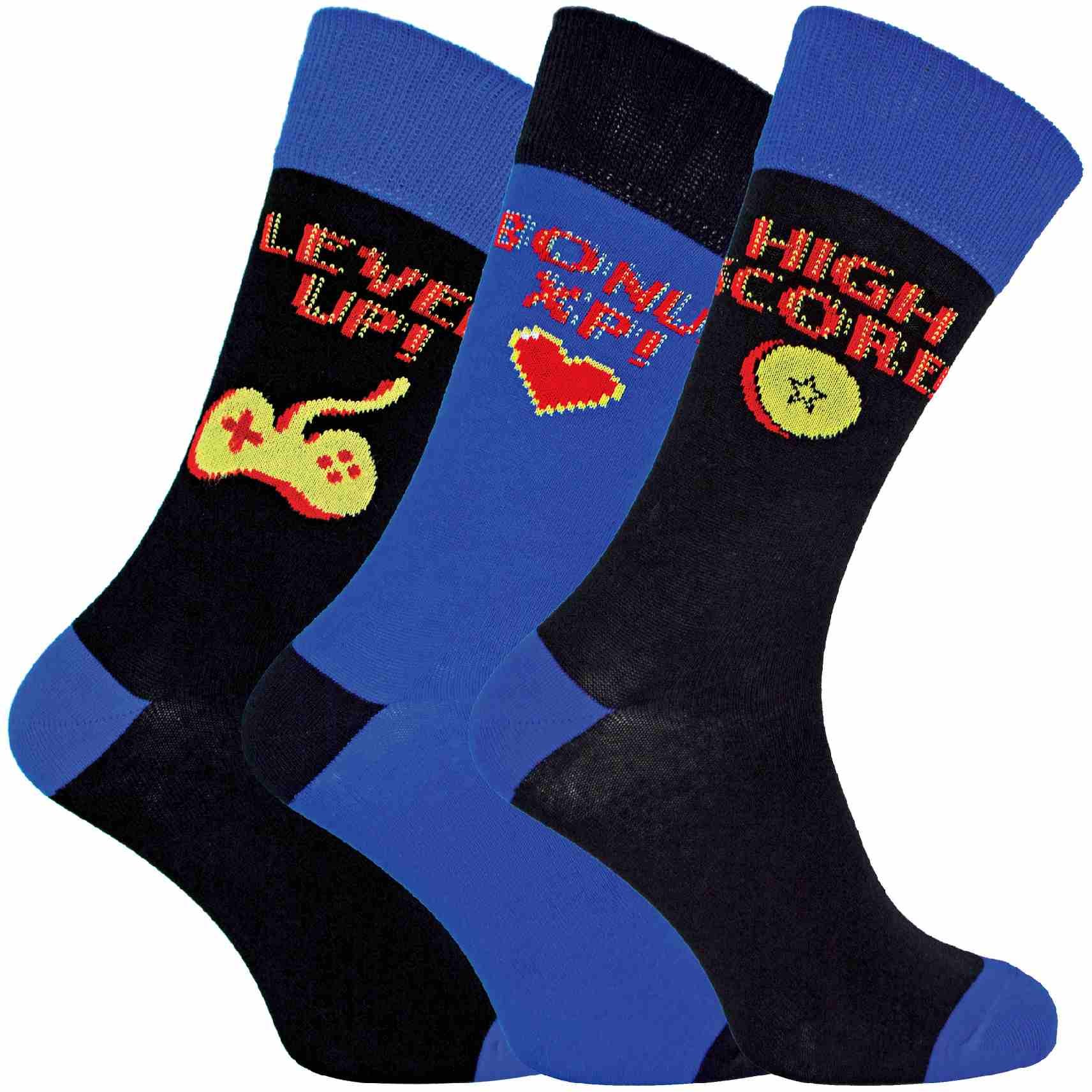 3er-Pack Herren Retro Gaming Funky Neuheiten Socken mit Videospielmotiven