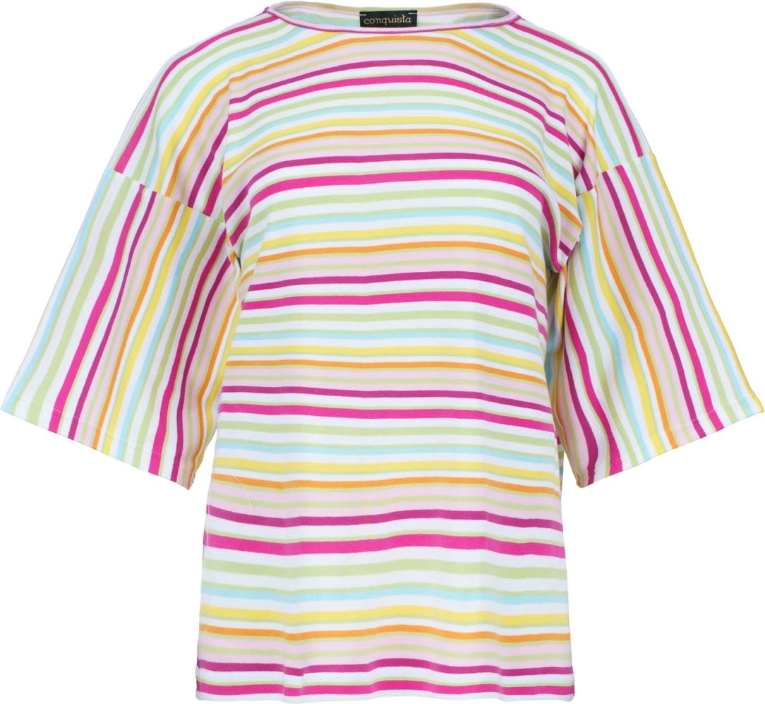 Gestreiftes, übergroßes Baumwoll-Ripstop-Oberteil mit ellbogenlangen Ärmeln