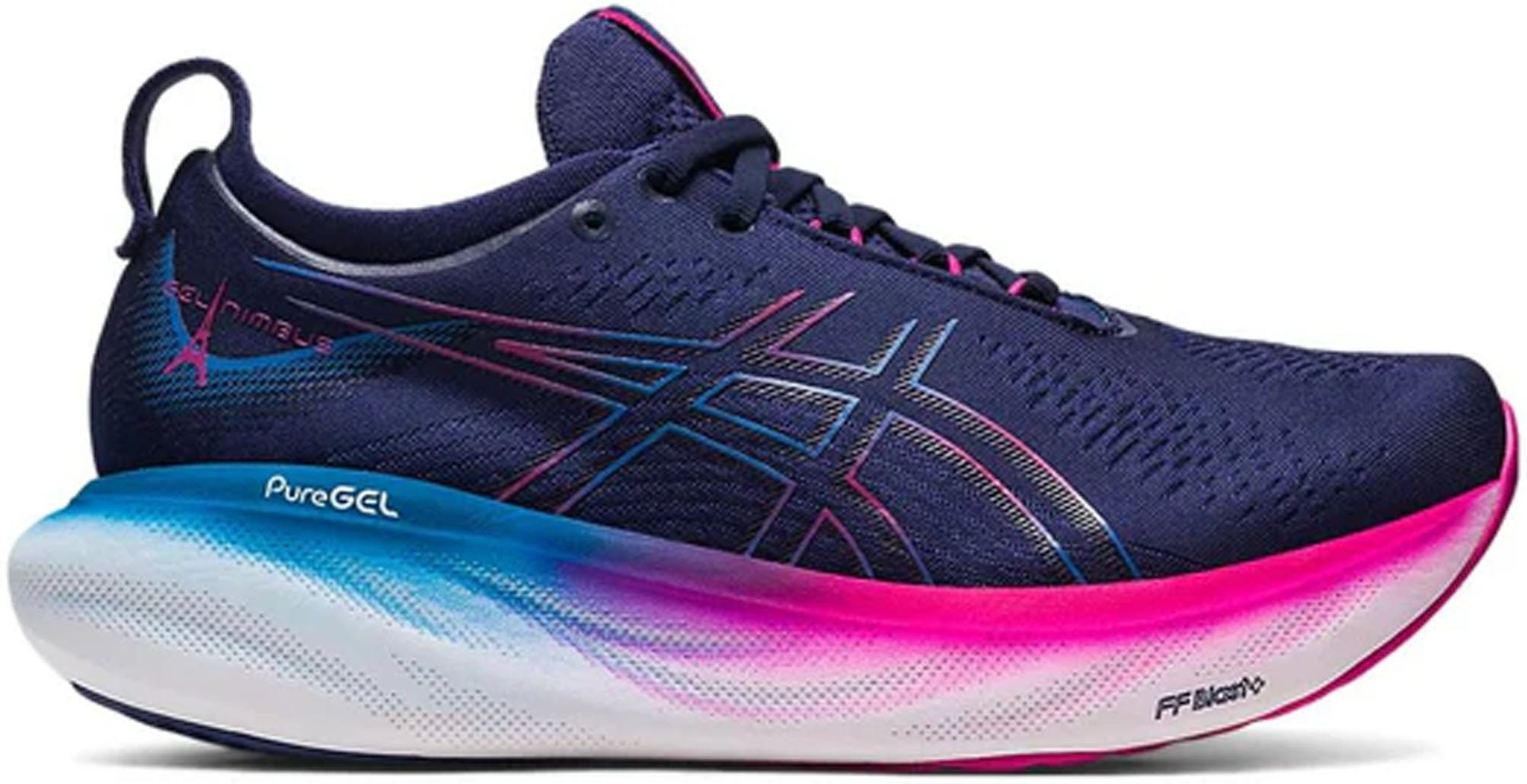 Thumbnail - Asics Gel-Nimbus 25 Blaue Laufschuhe für Damen