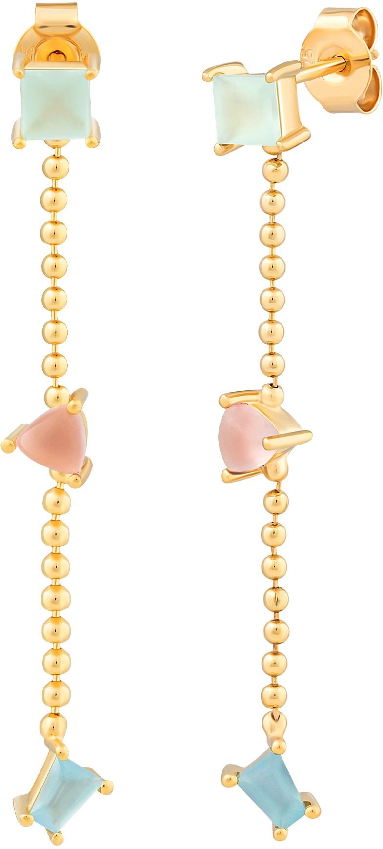 cai Ohrhänger 925 Silber vergoldet Echtsteine Pastell