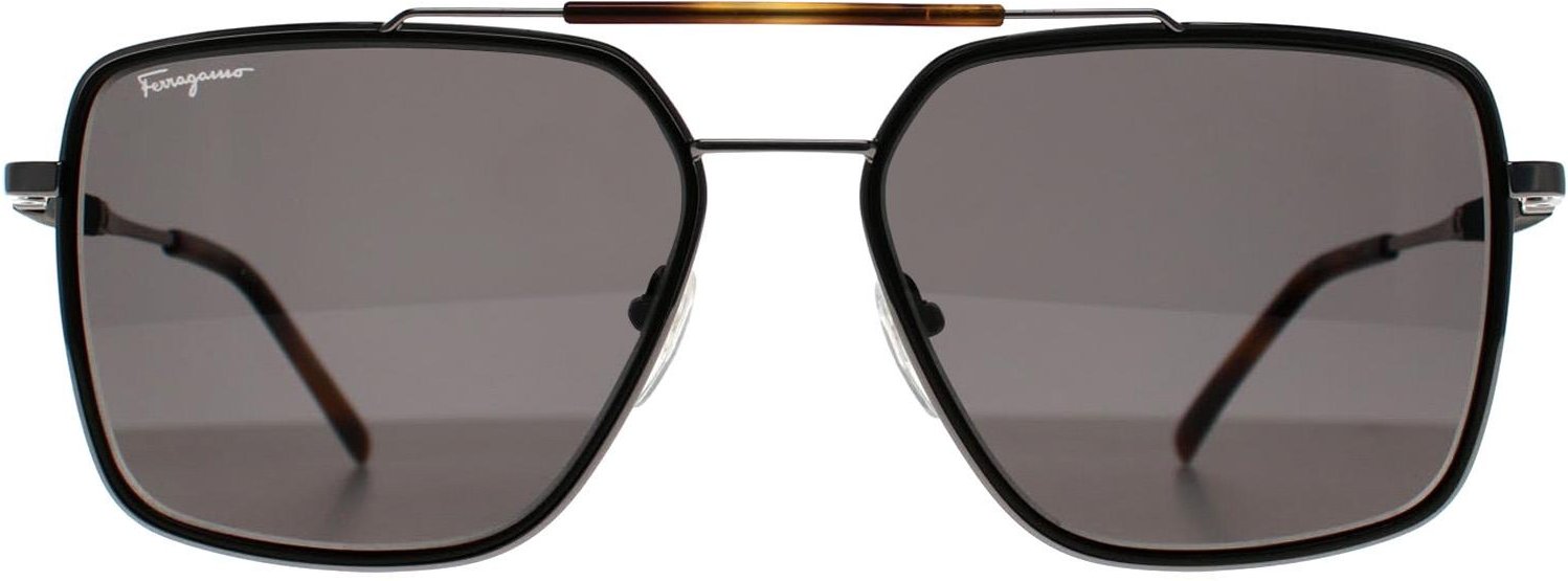 Salvatore Ferragamo Square Mens Dark Ruthenium Brown Grey SF298S