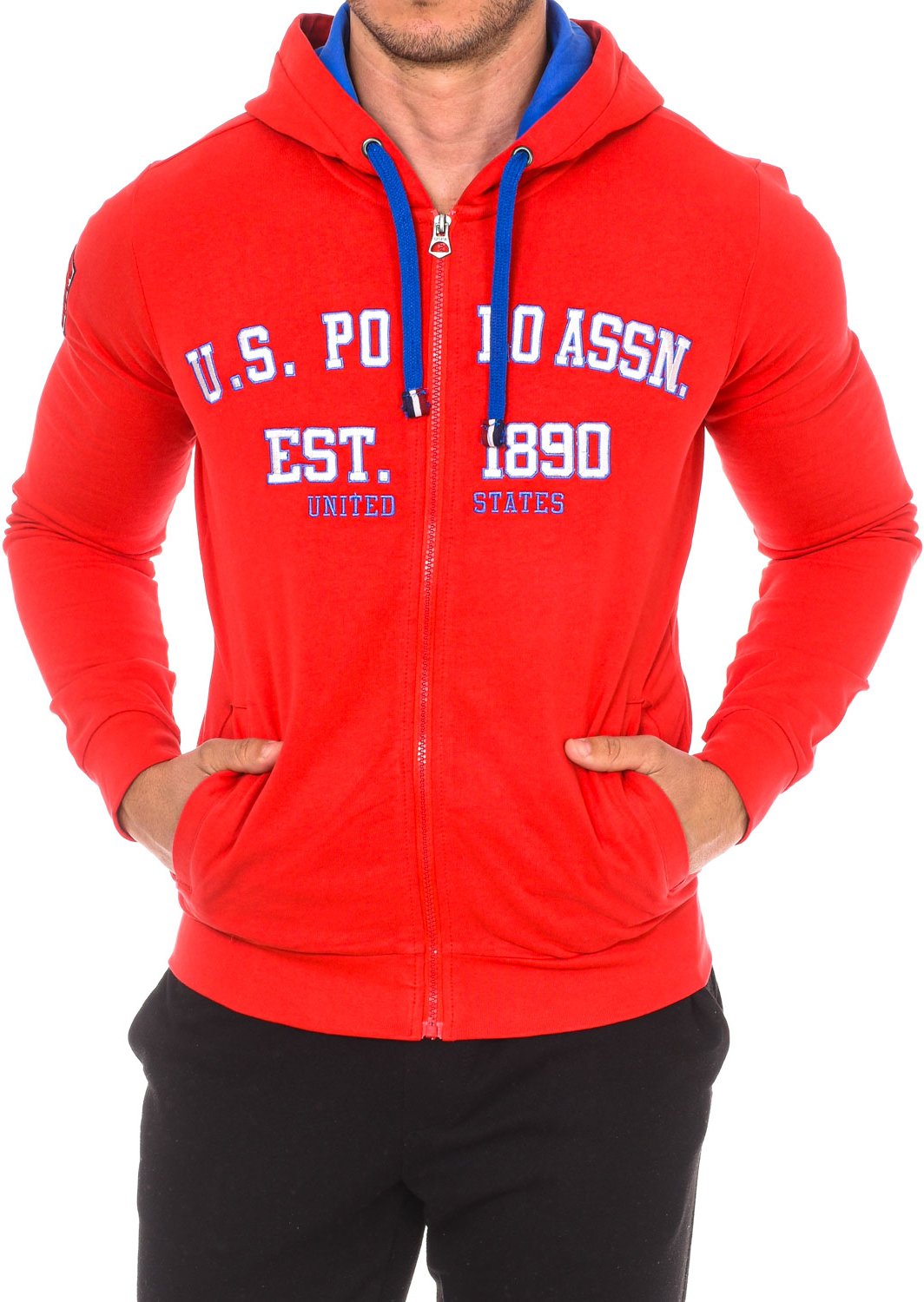 Langärmeliges Sweatshirt mit Rundhalsausschnitt, Kapuze und Reißverschluss 52129 men