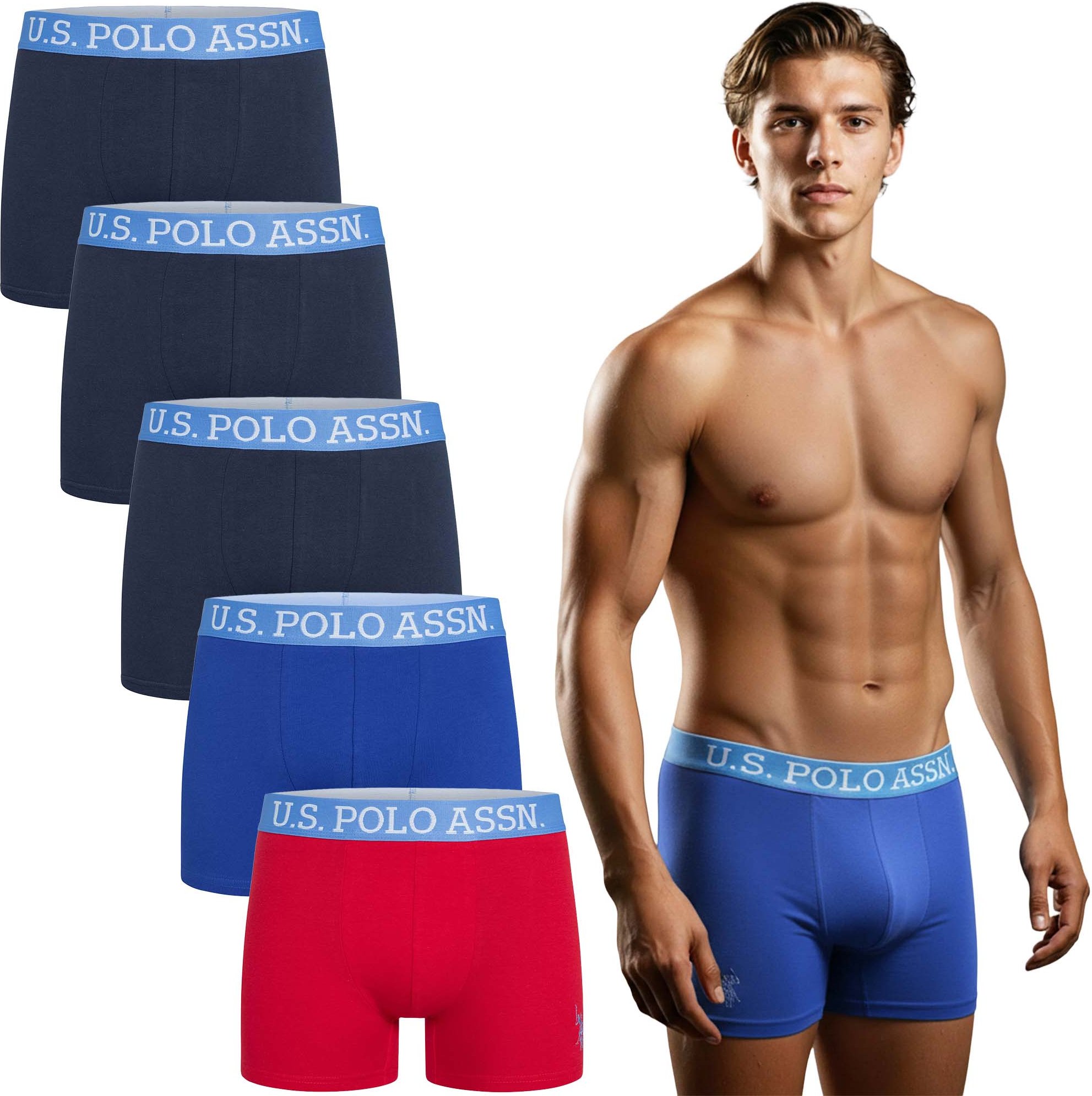 U.S. POLO ASSN. Herren Boxershorts 5er Pack aus Baumwoll-Elasthan
