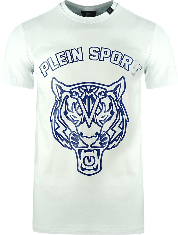 Plein Sport Großes Schablonen-Tiger-Logo Weißes T-Shirt
