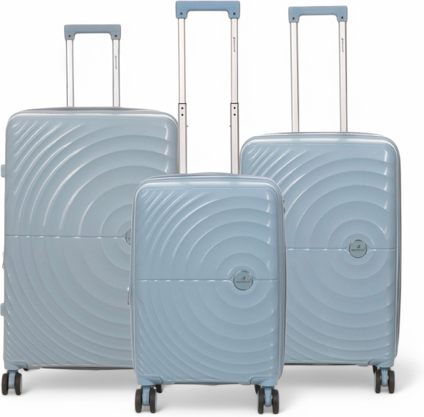 Erweiterbares Himmelblaues Hartschalen-Handgepäck-Set mit 8 Rädern