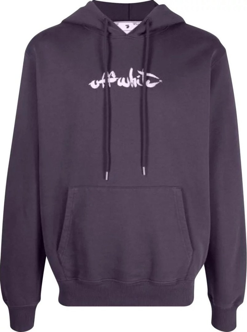 Off-White Script Logo Slim Fit Kapuzenpullover in Aubergine