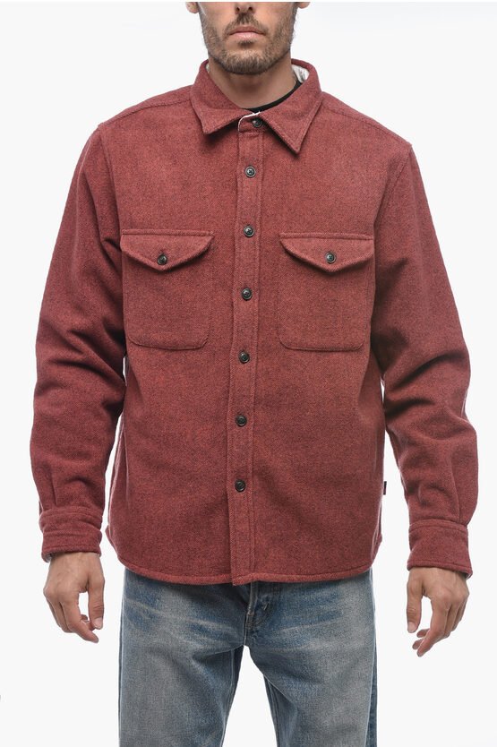 ALASKAN Overshirt aus Twillwolle und Nylon mit Doppelbrust-Po in Burgund