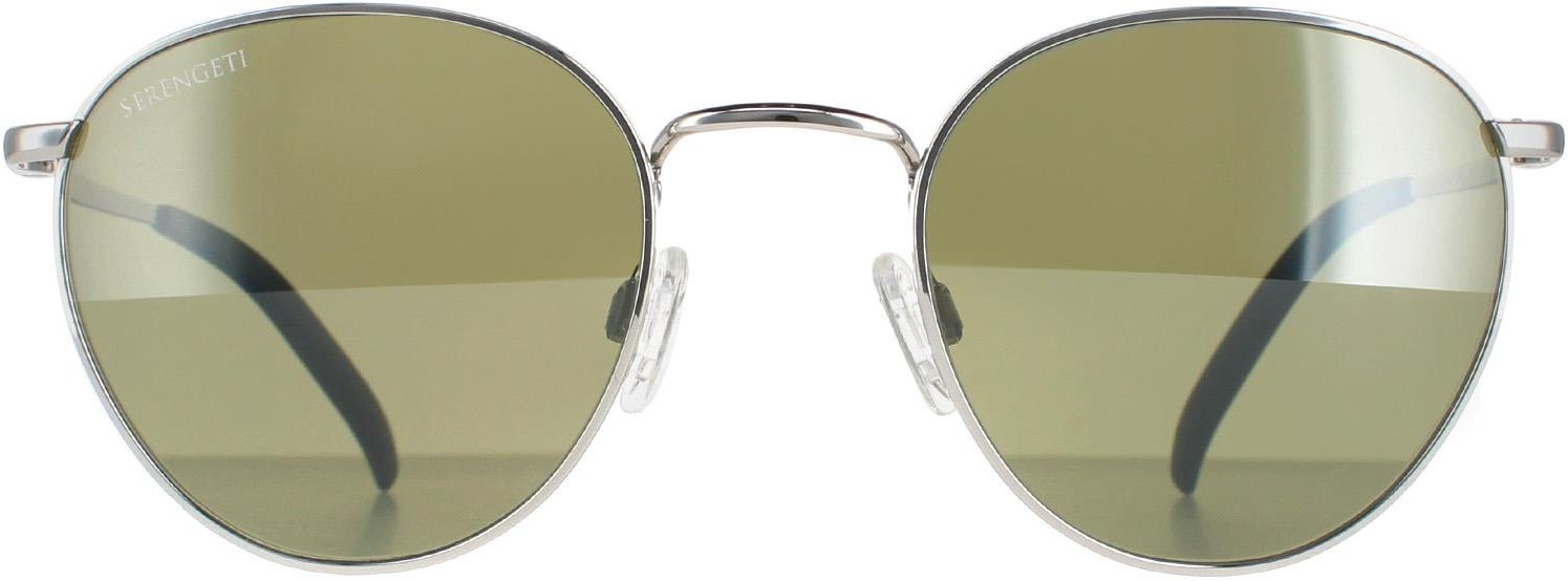 Serengeti Rund Unisex Glänzend Silber Mineral Polarisiert 555nm Hamel