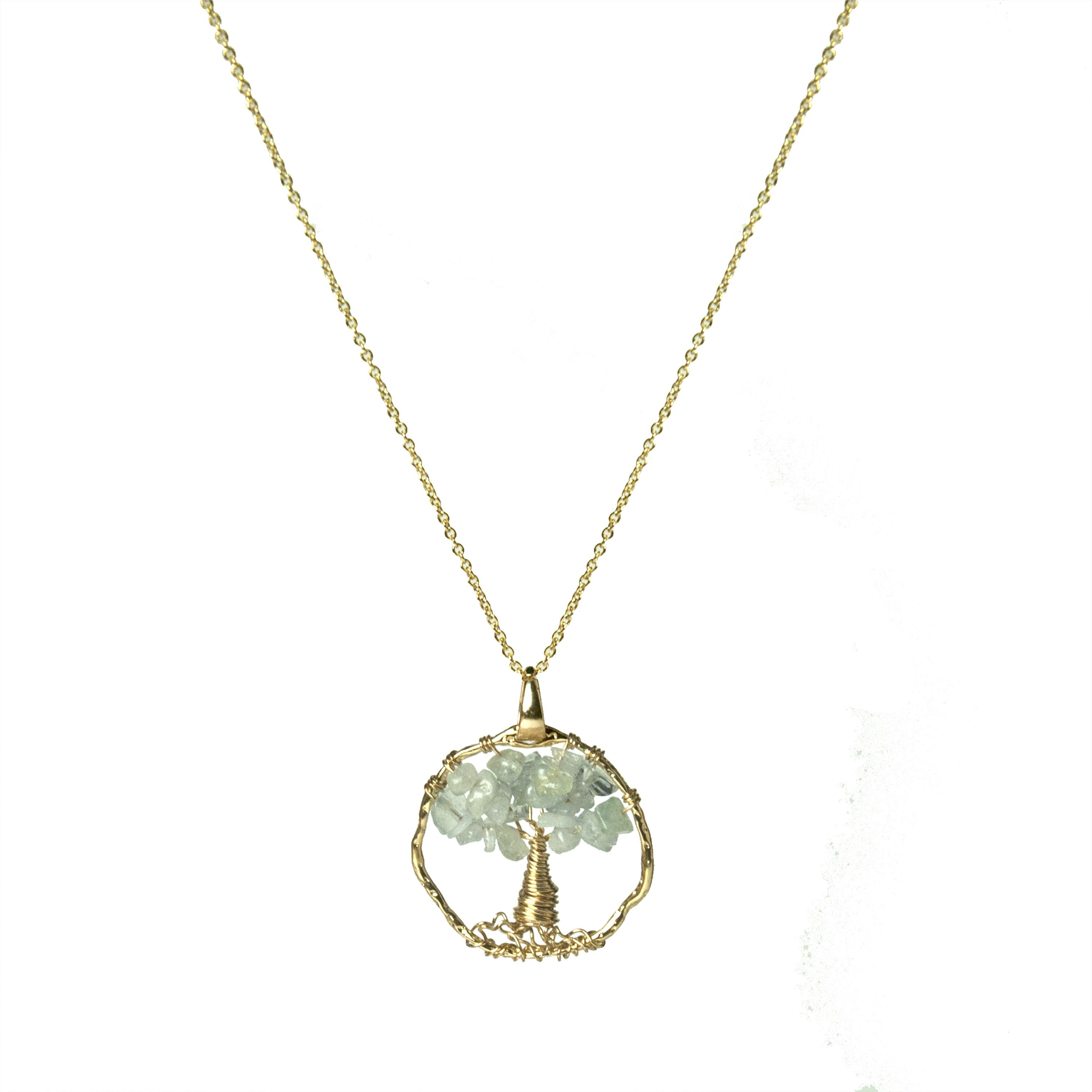 Halskette Luxenter, Metalllegierung budleia und natürlicher Aquamarin 18K vergoldet