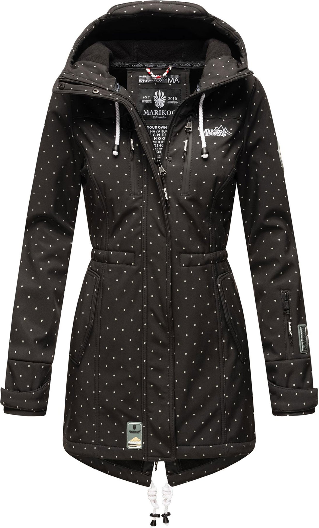 Thumbnail - Marikoo lange Damen Steppjacke Abendsternchen mit abnehmbarer Kapuze