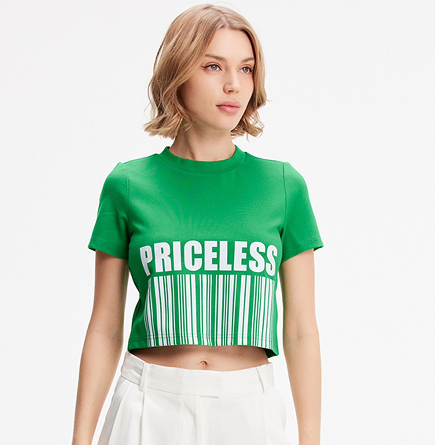 Typo-Druck Crop-T-Shirt