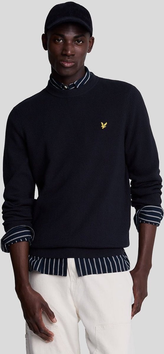 Thumbnail - Lyle & Scott � Rundhalspullover mit Gittermuster, Marineblau