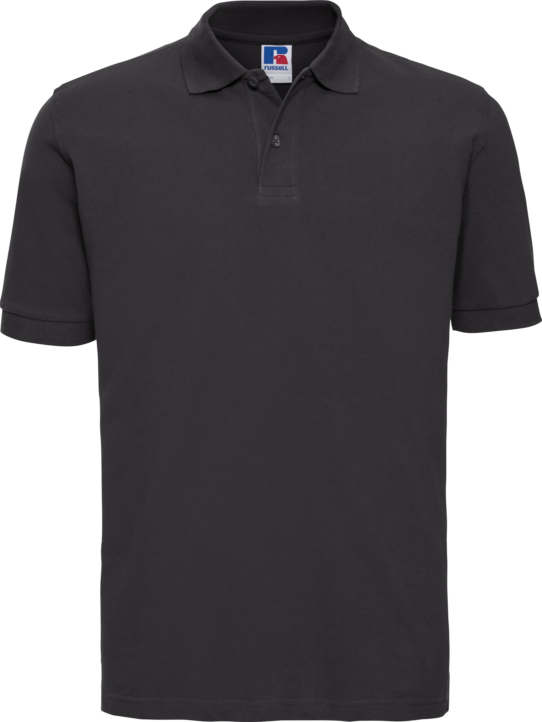 Russell Herren 100% Baumwolle Kurzarm-Poloshirt (Schwarz)