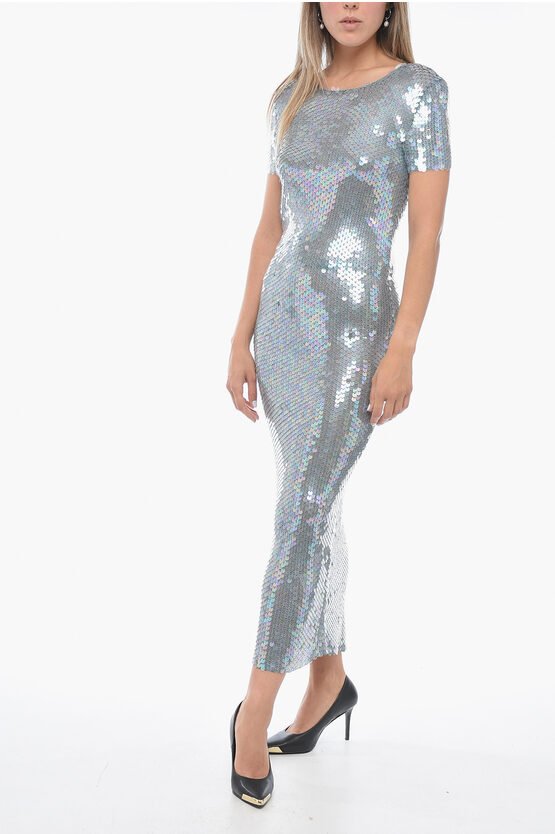 Langes Paillettenkleid in Hellblau