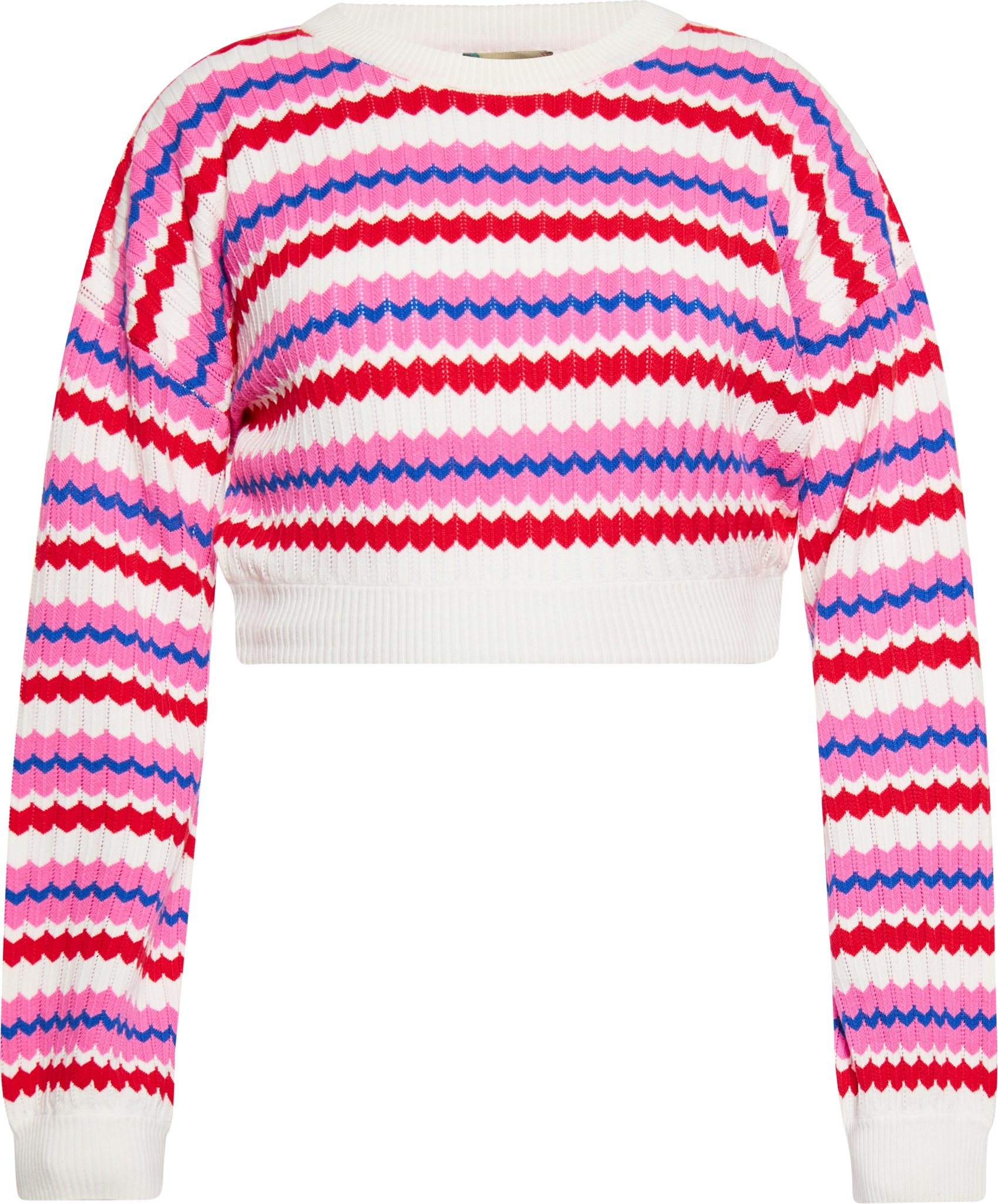 Thumbnail - Mymo Pullover Frauen Wollweiß Mehrfarbig