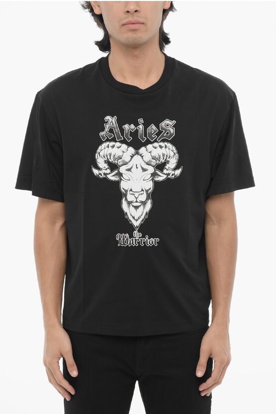 Slim Fit ROCK BAND ZODIAC ARIES T-Shirt in Schwarz