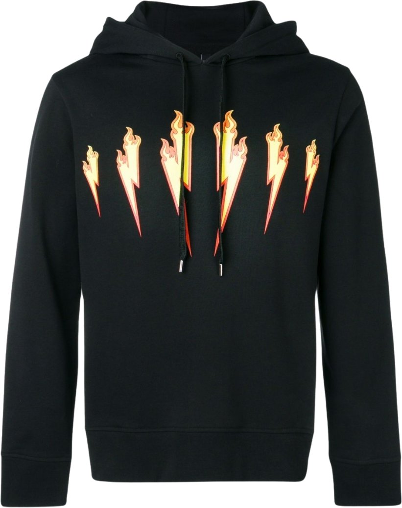 Neil Barrett Thunder Flame Lightning Bolt Logo Schwarz Hoodie