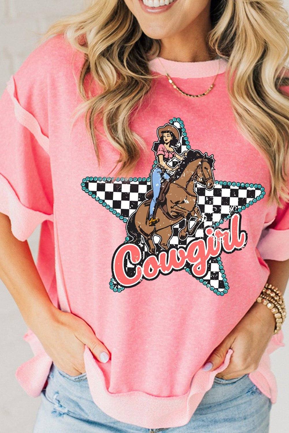 Cowgirl Grafik T-Shirt mit kurzen Ärmeln