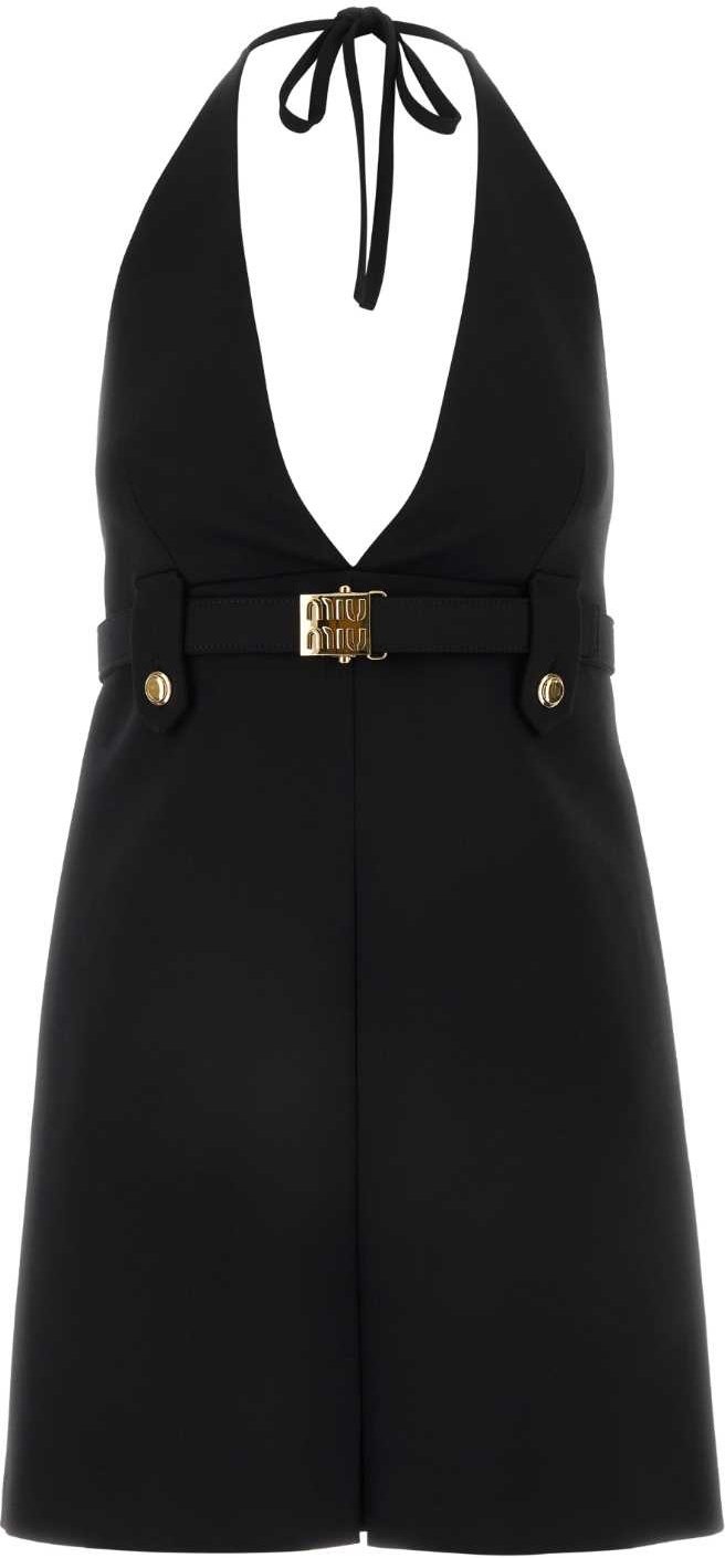 Schwarzes Stretch-Wollkleid