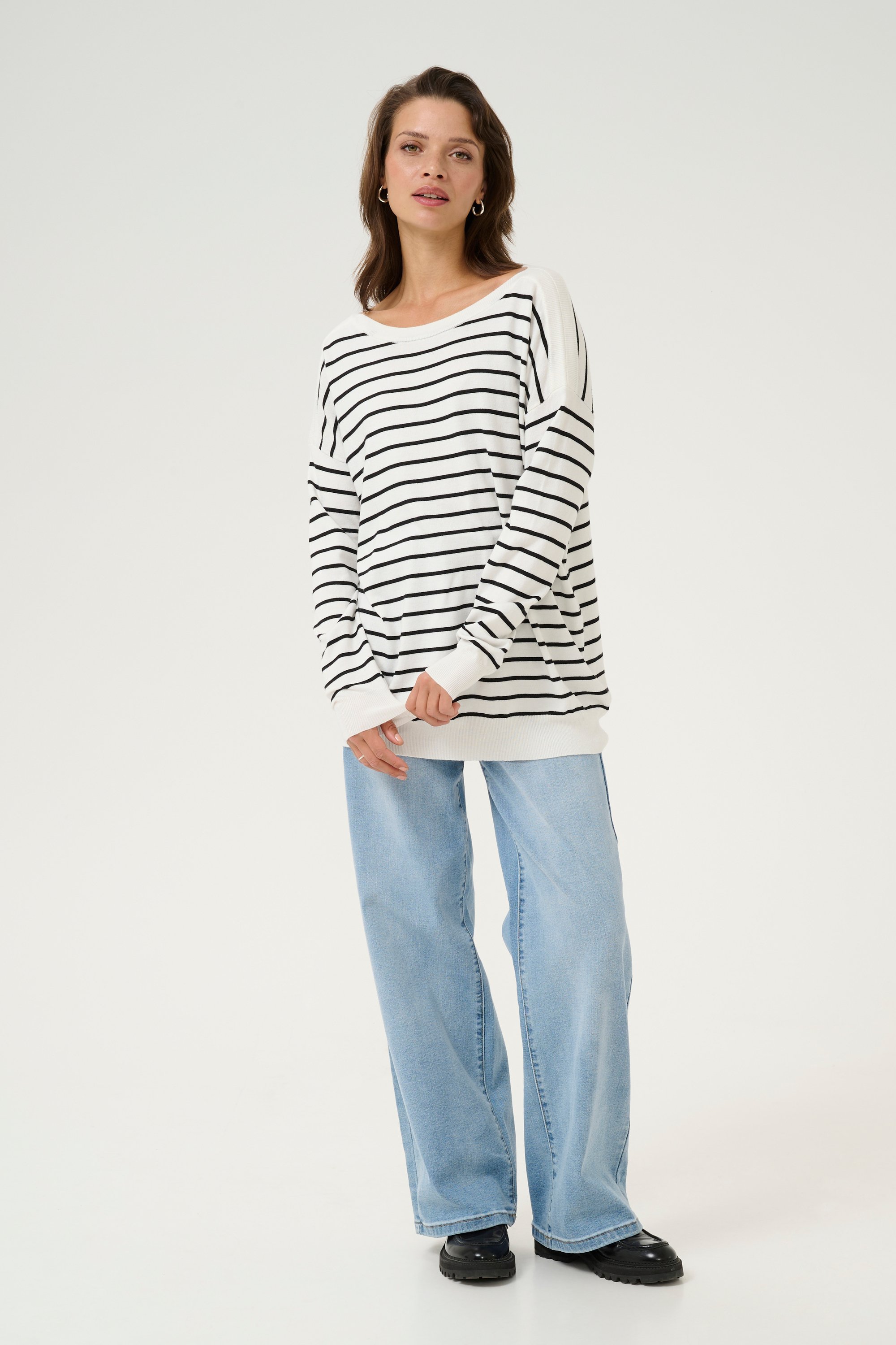 Strickpullover Loose fit black offwhite