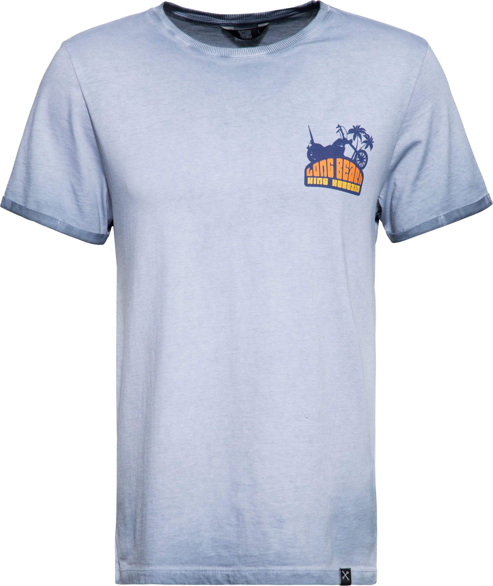 King Kerosin Herren Oil Wash T-Shirt Long Beach hellblau