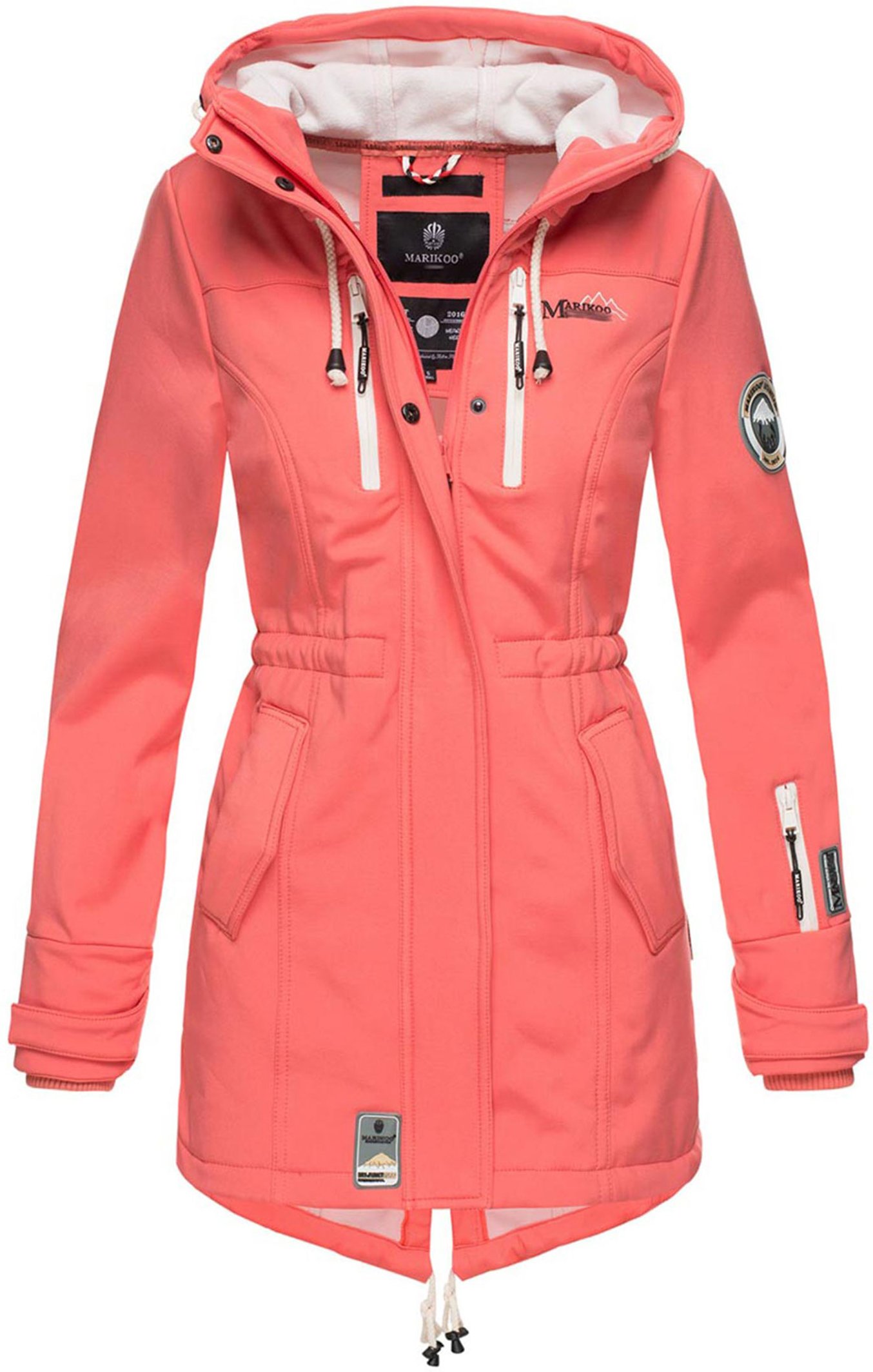 Marikoo lange Damen Steppjacke Abendsternchen mit abnehmbarer Kapuze