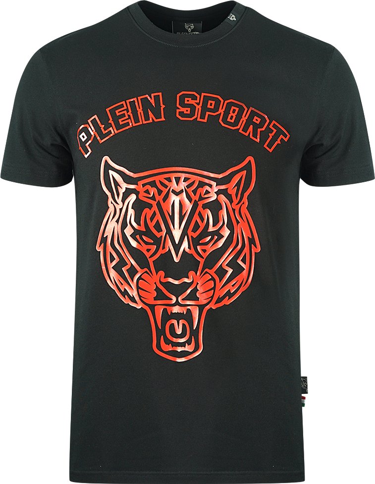 Plein Sport Stencil Tiger Logo Schwarzes T-Shirt