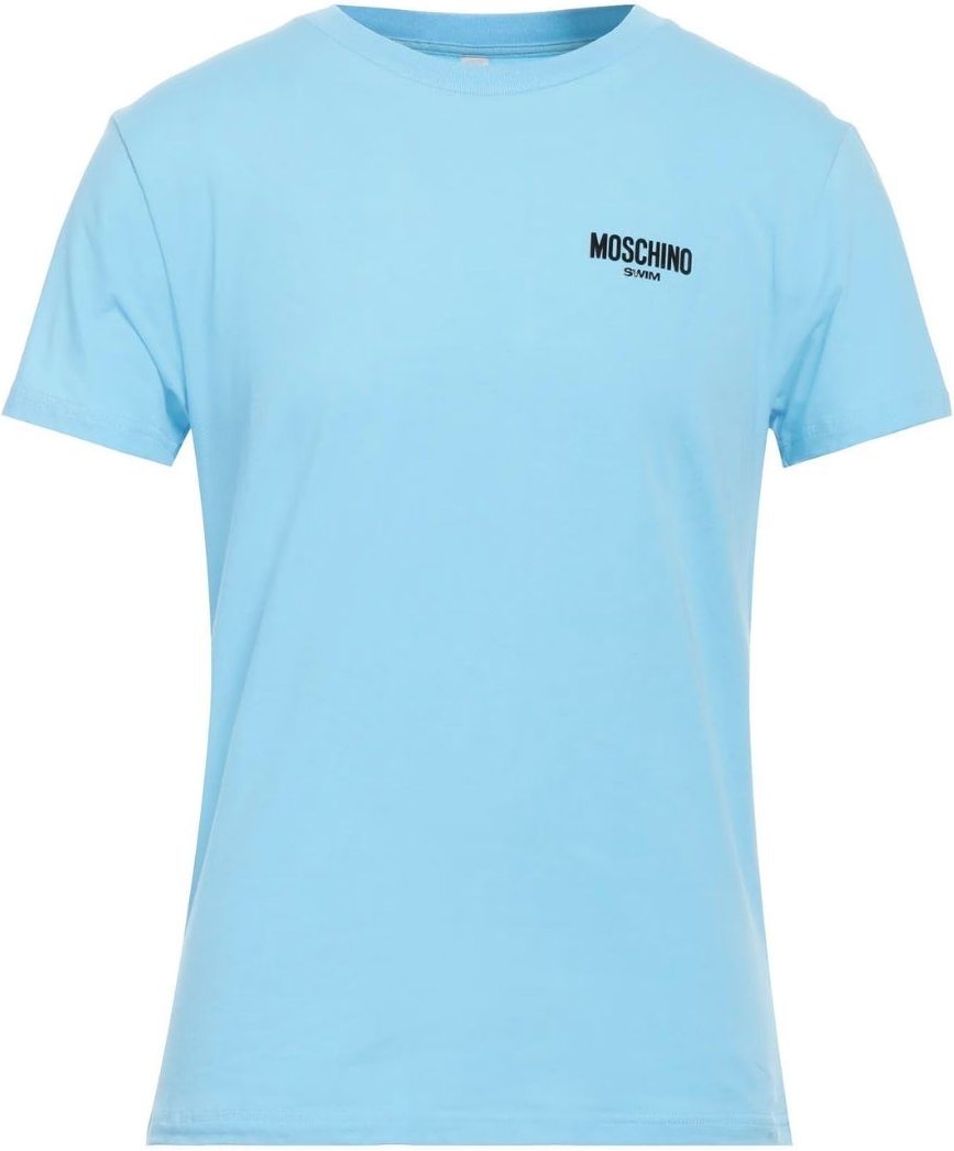 Schlichtes hellblaues T-Shirt mit Moschino Swim Logo